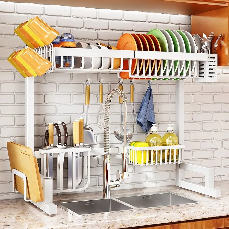 Over The Sink Dish Drying Rack, Adjustable (26.8" to 34.6")