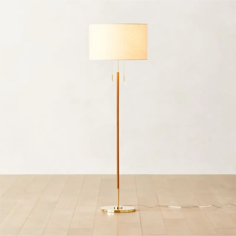 Prix Leather and Brass Floor Lamp
