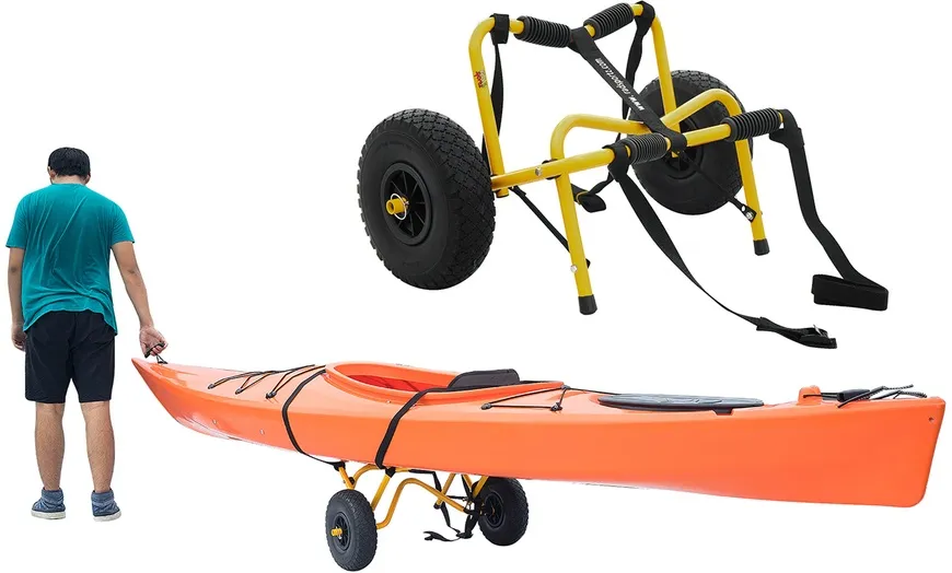 RAD Sportz Kayak Trolley Kayak Cart with Pneumatic Tires 150 LB Capacity Silver